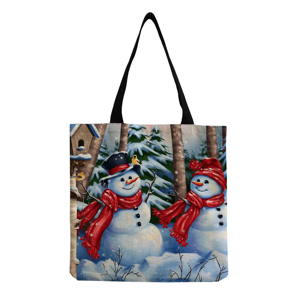 Snowman Print Shoulder Bag Christmas Gift Tote Bag Shopping Bags Travel