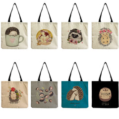 Women Shoulder Bag Hedgehog Print Beach Tote High Capacity Travel Eco Friendly