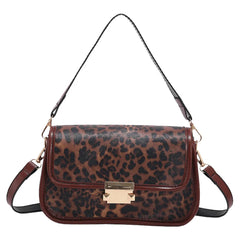 Leopard Print Shoulder Bag PU Leather Underarm Clutch Handbag