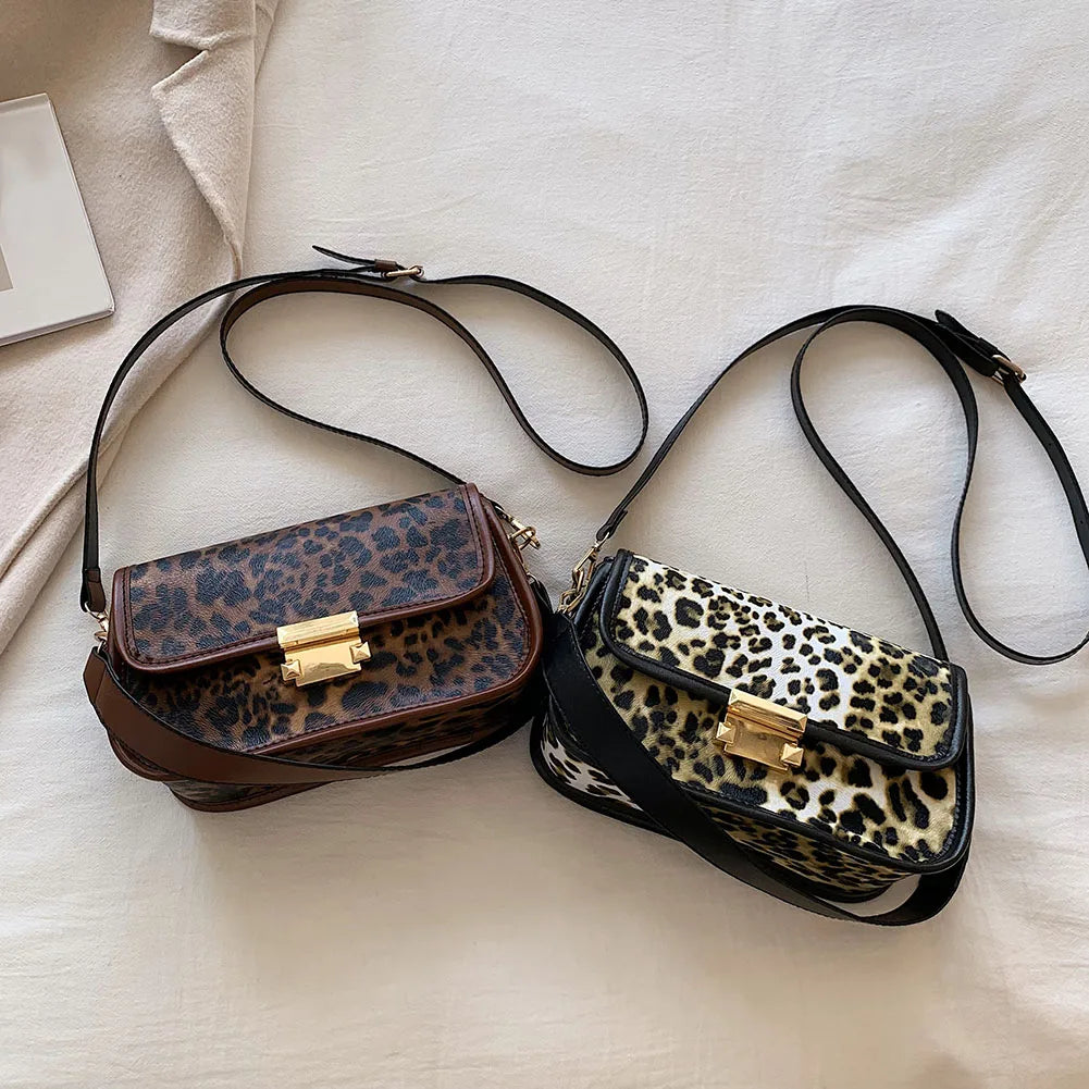 Leopard Print Shoulder Bag PU Leather Underarm Clutch Handbag
