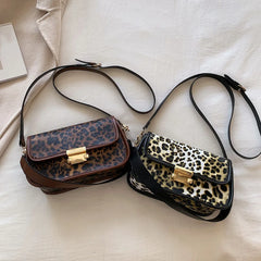 Leopard Print Shoulder Bag PU Leather Underarm Clutch Handbag