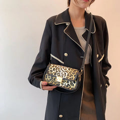 Leopard Print Shoulder Bag PU Leather Underarm Clutch Handbag