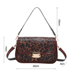 Leopard Print Shoulder Bag PU Leather Underarm Clutch Handbag