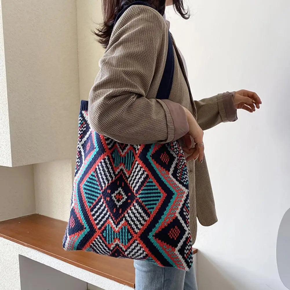 Colorful Geometric Pattern Shoulder Bag for Women