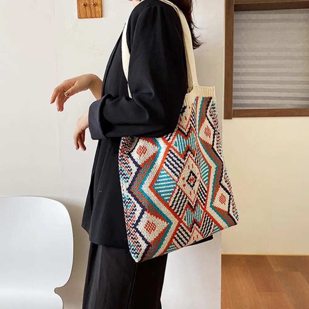 Colorful Geometric Pattern Shoulder Bag for Women