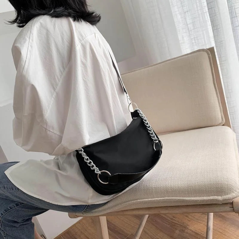 Retro Shoulder Bag Nylon Chain Shopping Purse