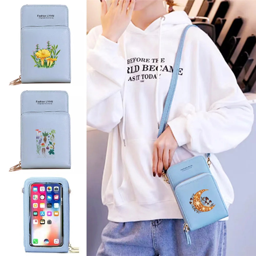 Women Shoulder Bag Pu Leather Wallets Card Pack Waterproof Touch Screen Mobile P