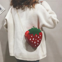 Strawberry Shape Shoulder Bag Chain Crossbody Purse