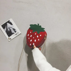 Strawberry Shape Shoulder Bag Chain Crossbody Purse