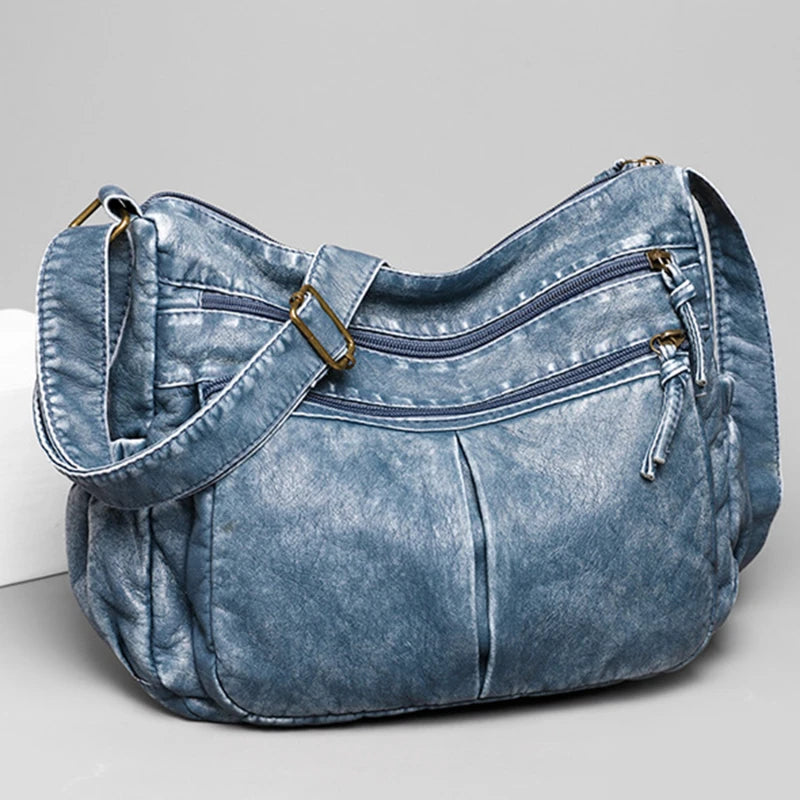 Vintage Leather Shoulder Bag Crossbody Messenger Pack Brown