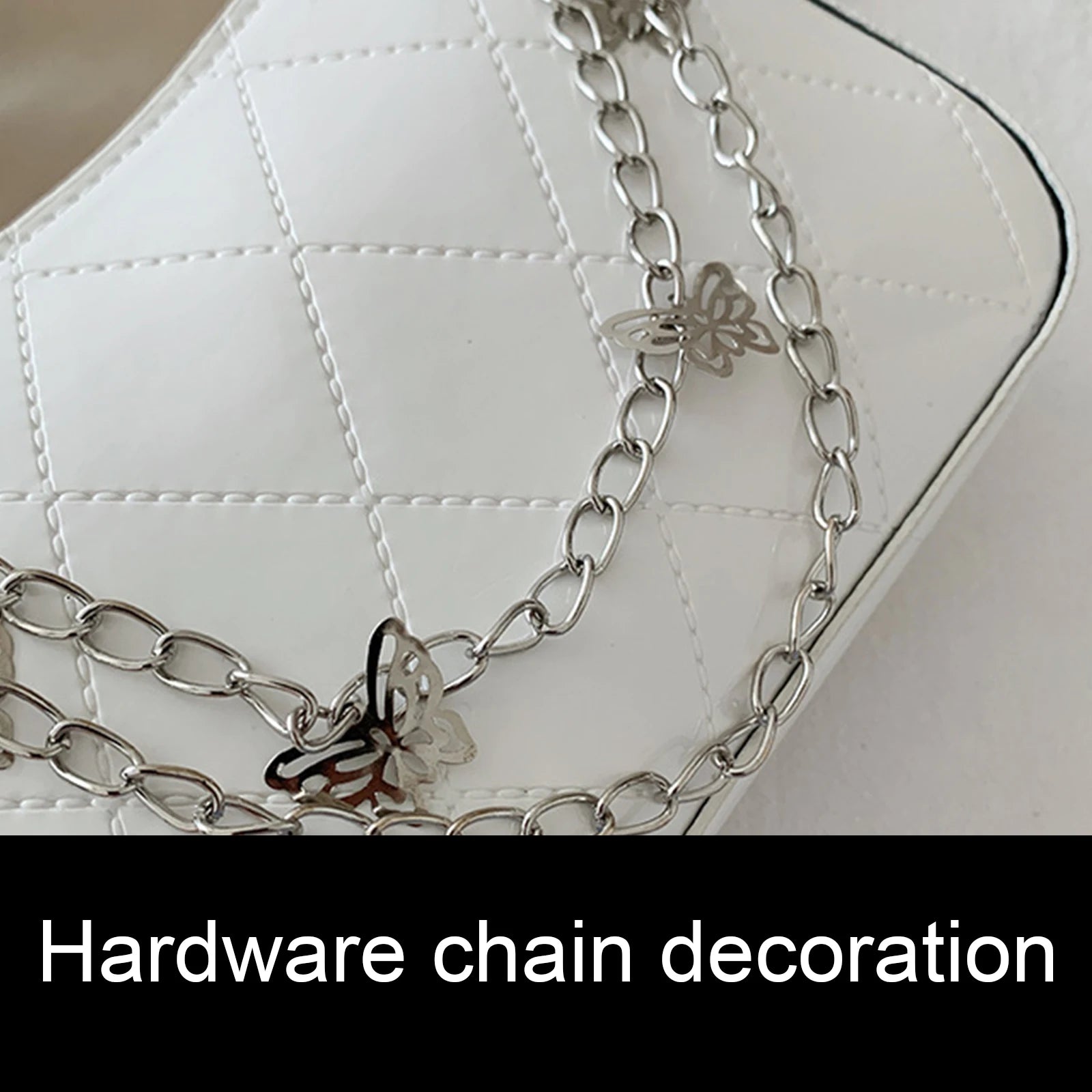 Women Shoulder Bag Butterfly Chain Decoration Detachable Strap