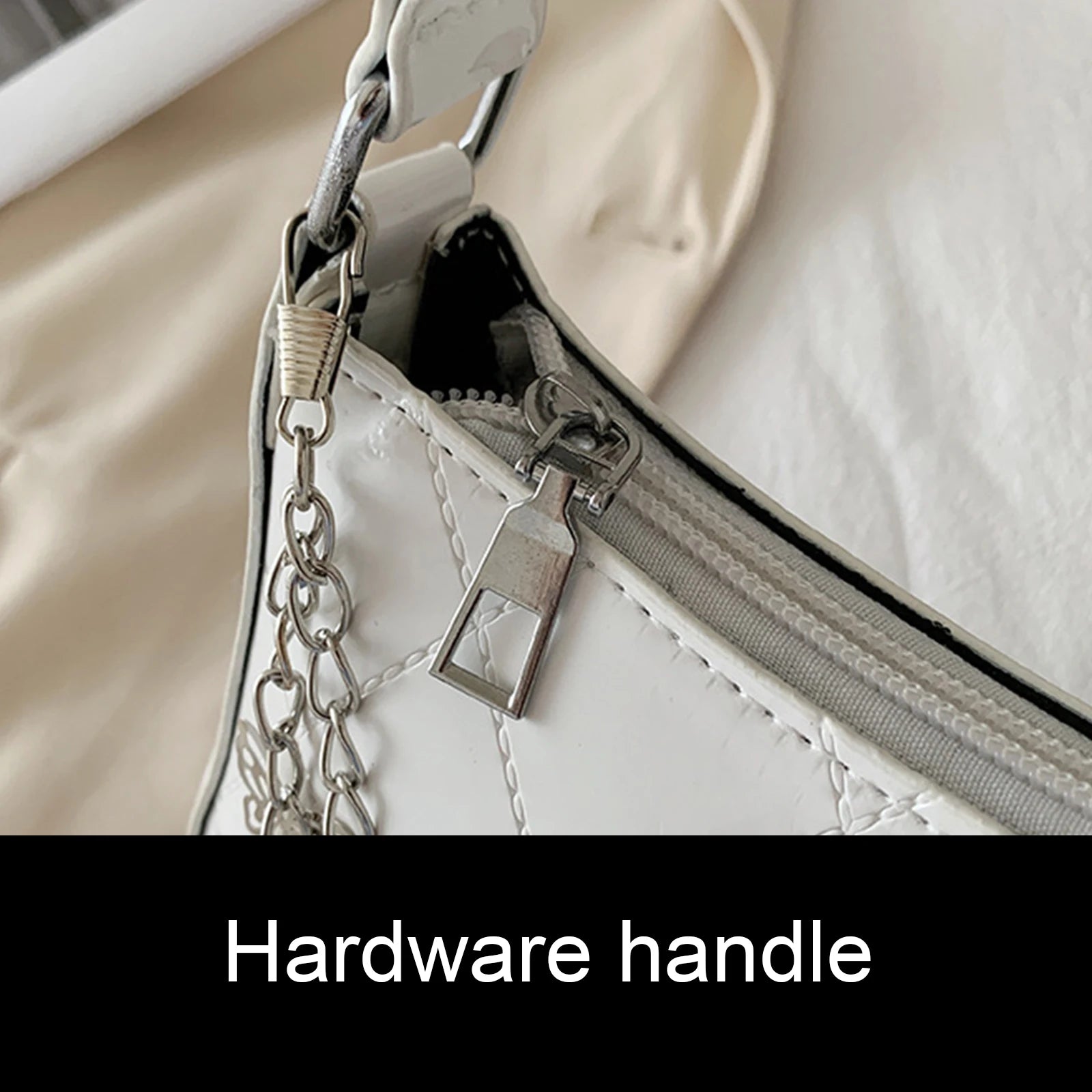 Women Shoulder Bag Butterfly Chain Decoration Detachable Strap