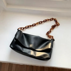 Women Shoulder Bags Acrylic Chain Soft Flaps Bag