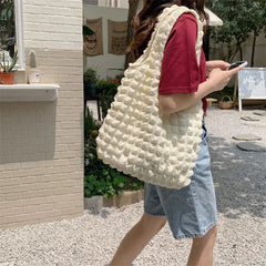Women Shoulder Bags Pleated Bubbles Large Capacity Female Vest Underarm Bag Tote