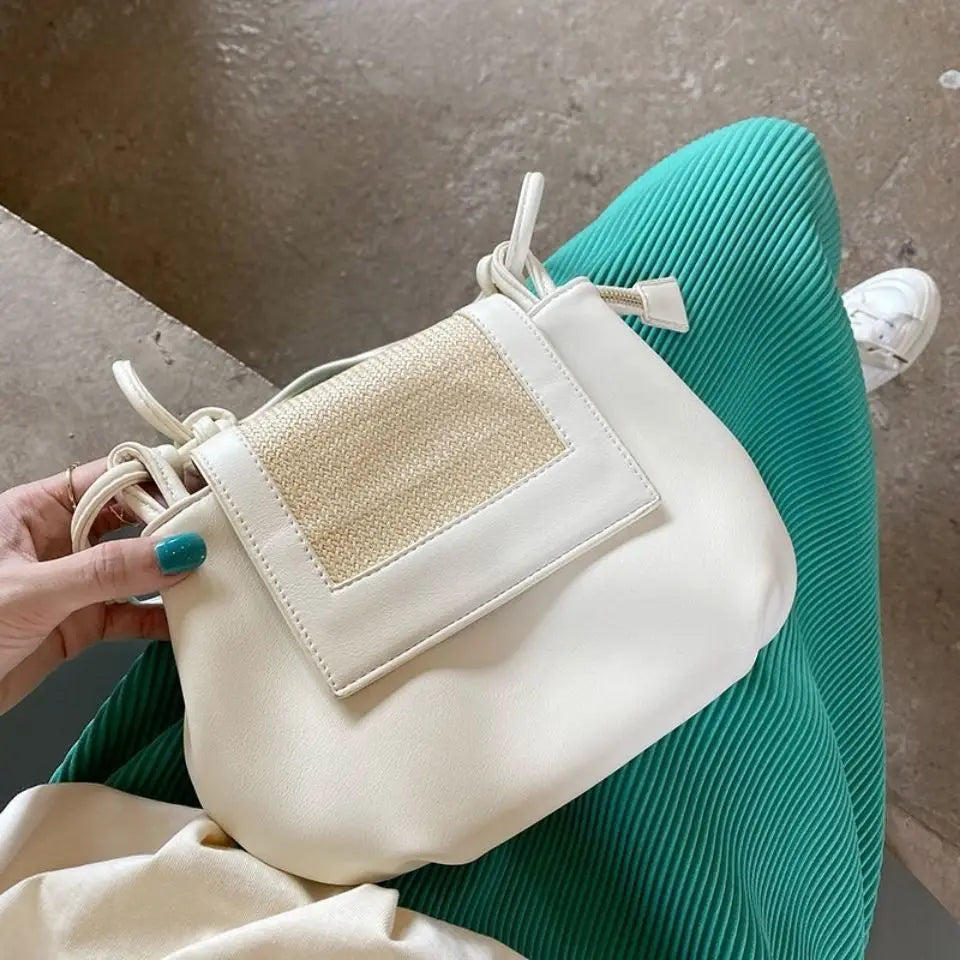 Women Shoulder Bags Pleated Hobos Cross-body PU Leather Handbags OL Fairy