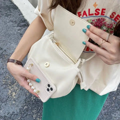Women Shoulder Bags Pleated Hobos Cross-body PU Leather Handbags OL Fairy