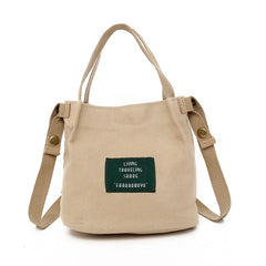 Canvas Letter Printing Shoulder Bag Large Capacity Travel Crossbody Handbag