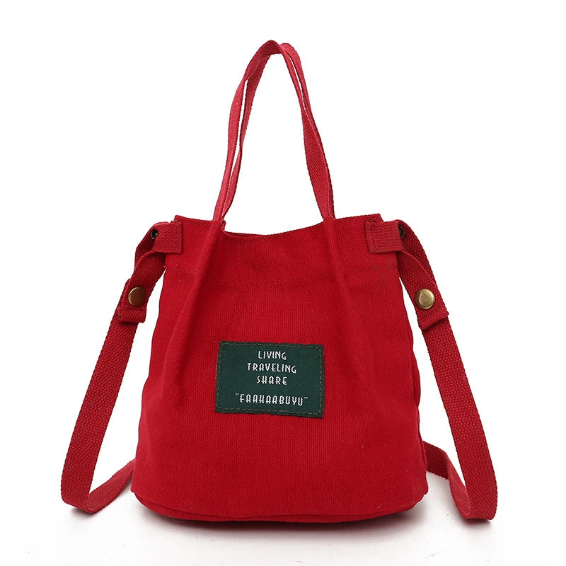 Canvas Letter Printing Shoulder Bag Large Capacity Travel Crossbody Handbag