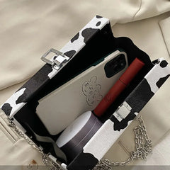 Leopard Printed PU Leather Shoulder Bag with Chain Strap