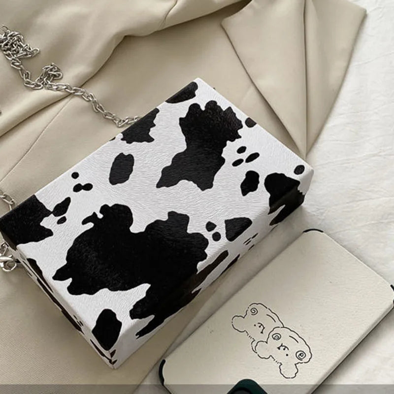 Leopard Printed PU Leather Shoulder Bag with Chain Strap