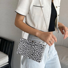 Leopard Printed PU Leather Shoulder Bag with Chain Strap