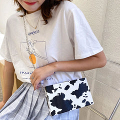 Leopard Printed PU Leather Shoulder Bag with Chain Strap