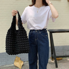 Pleated Clutch Handbags Large Capacity Shoulder Tote Soft Bags