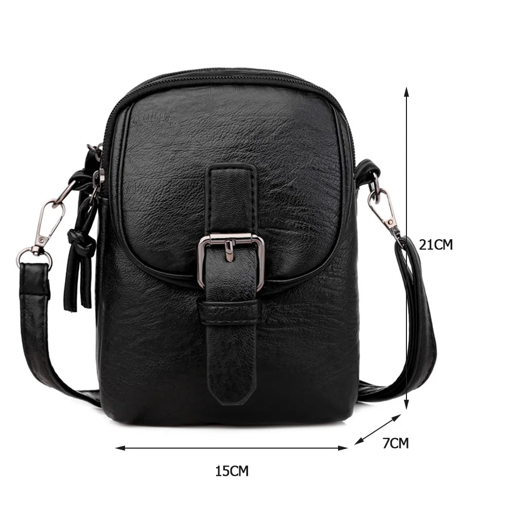 Soft Leather Shoulder Bag Solid Color Casual Travel Handbag