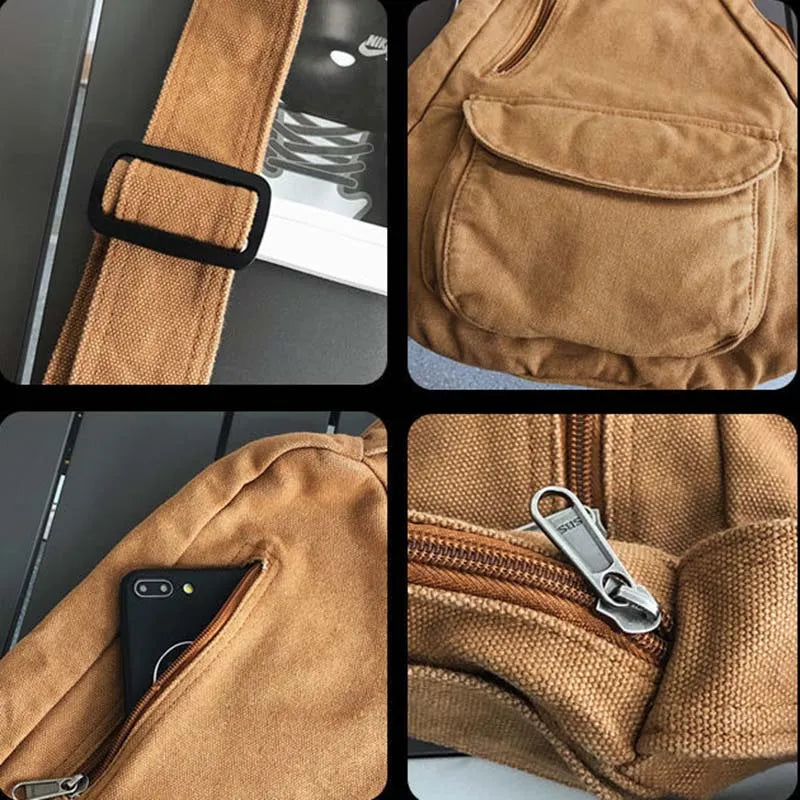 Vintage Canvas Cross-body Bag Retro Satchel