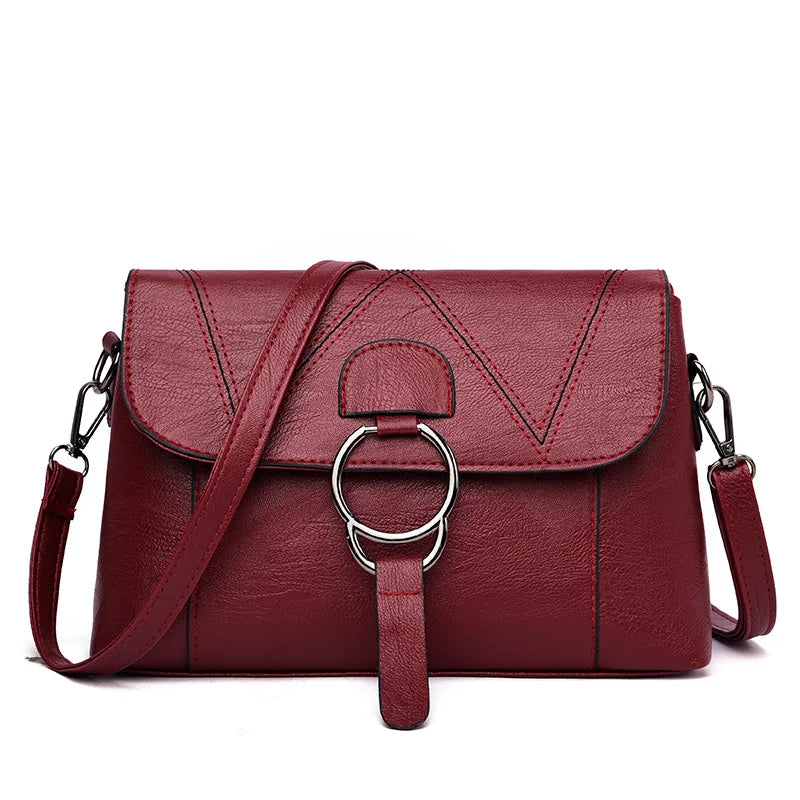 PU Leather Shoulder Bag for Women with Iron Ring