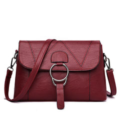 PU Leather Shoulder Bag for Women with Iron Ring