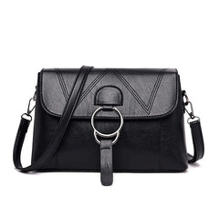 PU Leather Shoulder Bag for Women with Iron Ring