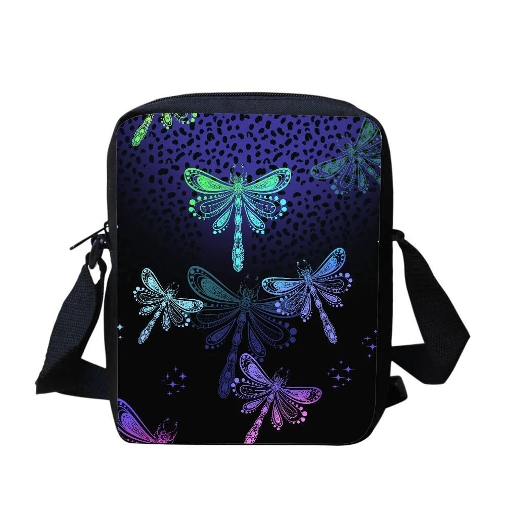 Women Shoulder Handbag Dragonfly Messenger Bag Student Travel Crossbody