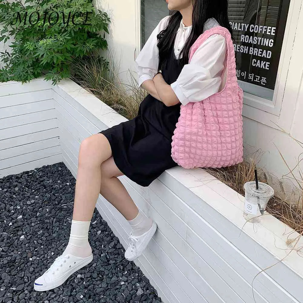 Pleated Shoulder Handbag Large Capacity Bubble Soft Underarm Bag