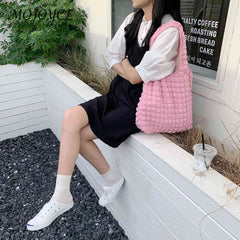 Pleated Shoulder Handbag Large Capacity Bubble Soft Underarm Bag