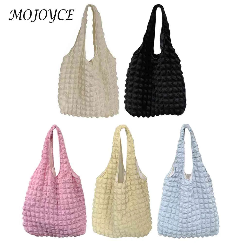 Pleated Top-handle Bag Bubble Clutch Handbag Large Capacity