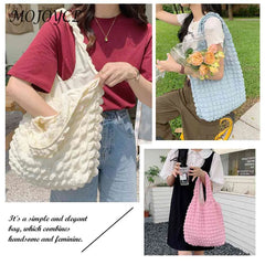 Pleated Top-handle Bag Bubble Clutch Handbag Large Capacity