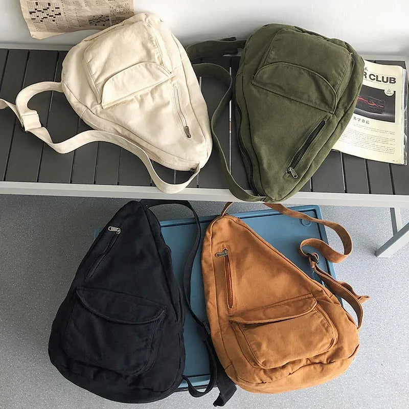 Canvas Crossbody Chest Bag for Women Shoulder Messenger Bag