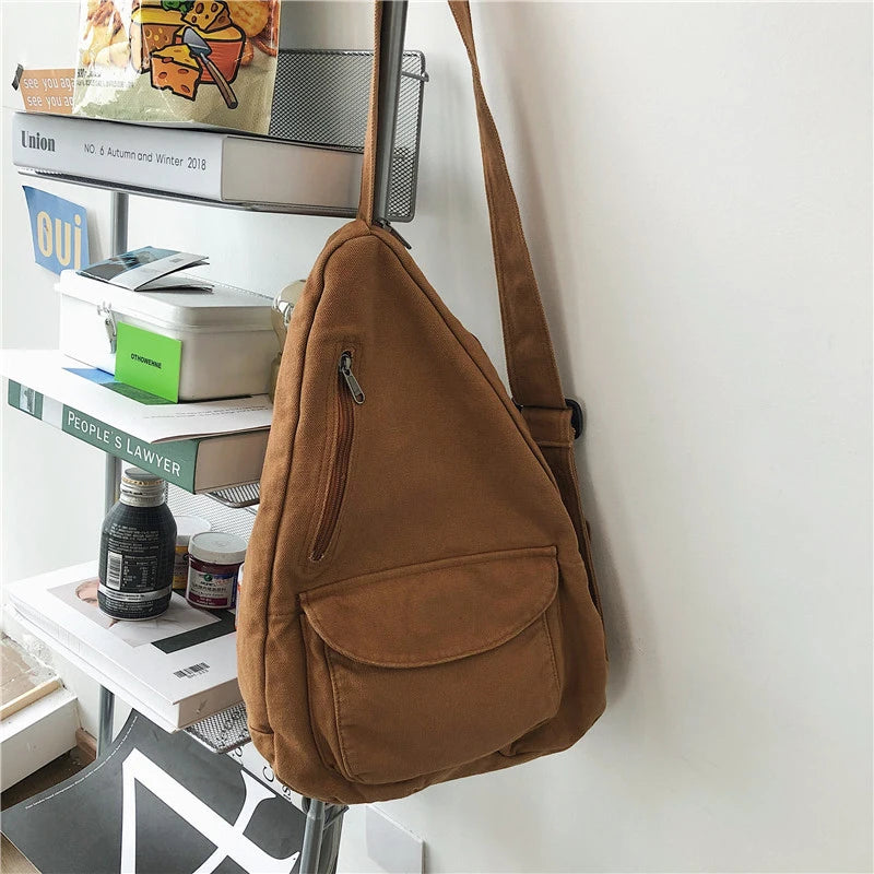 Canvas Crossbody Female Bag Solid Ladies Chest Bag