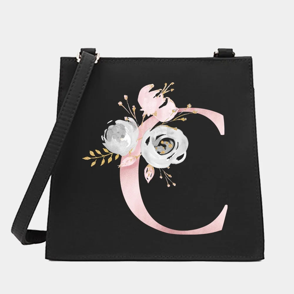 Flower Letter Series Pattern Small Square Shoulder Bag