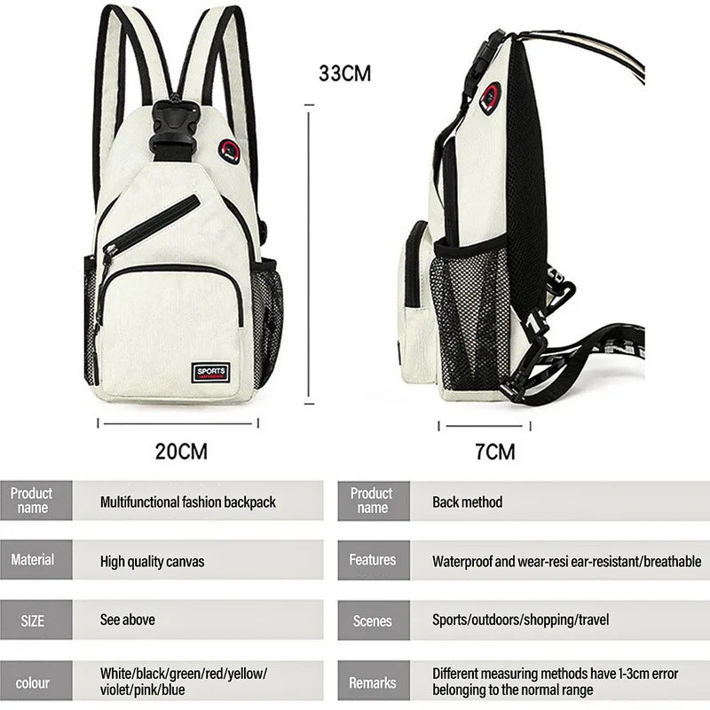 Women Small Backpack Casual Girls Chest Bag with Earphone Hole Travel Backpack