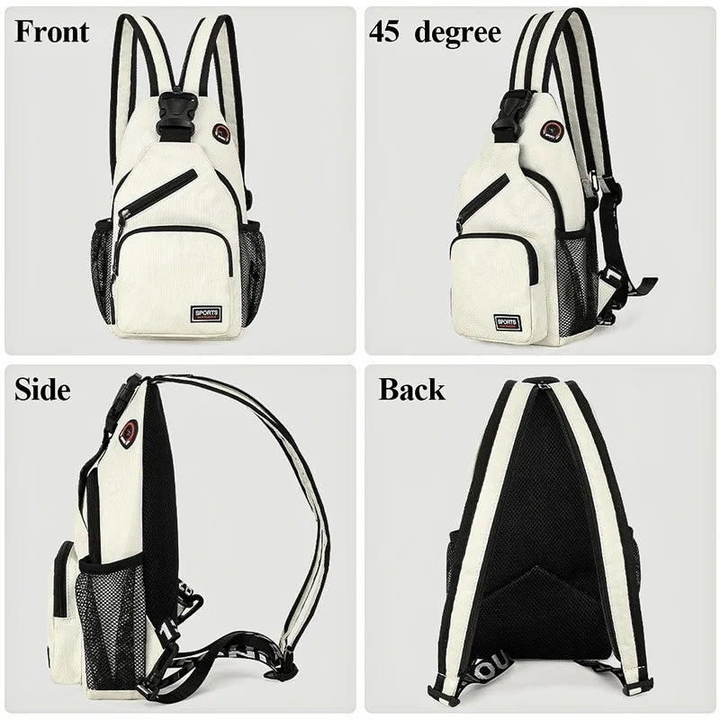 Women Small Backpack Casual Girls Chest Bag with Earphone Hole Travel Backpack