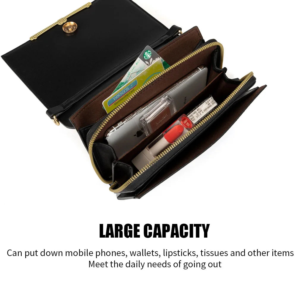 Women Small Crossbody Cell Phone Bag PU Leather Messenger Shoulder Bag