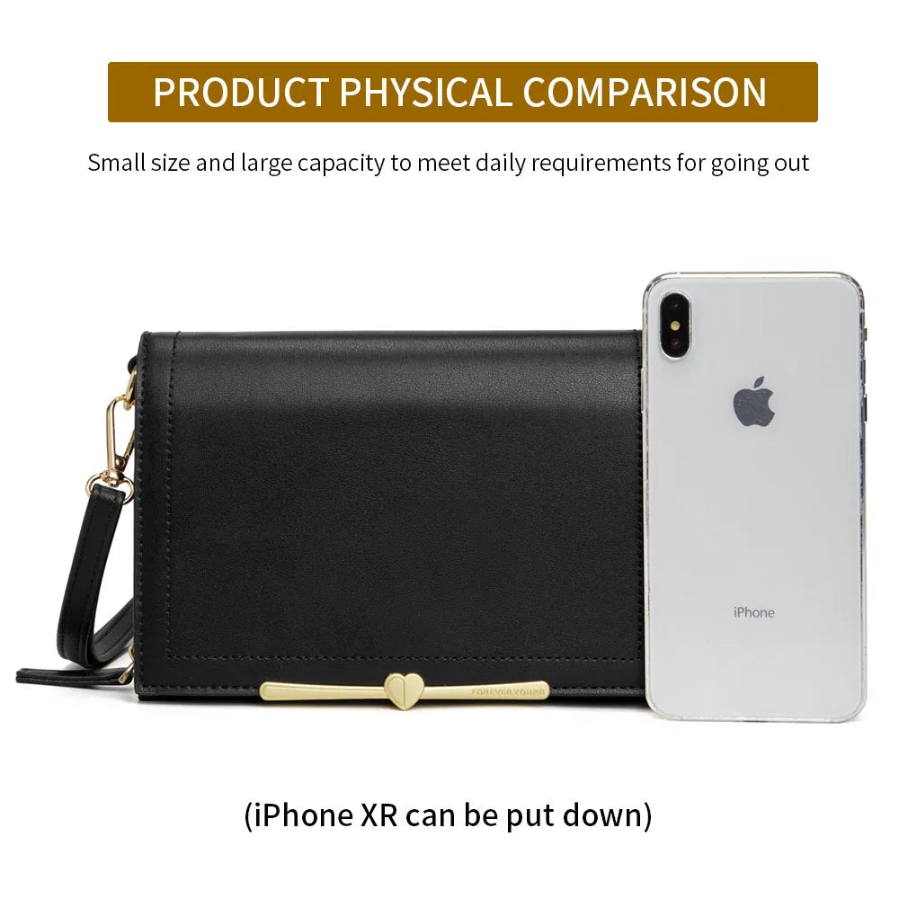 Women Small Crossbody Cell Phone Bag PU Leather Messenger Shoulder Bag