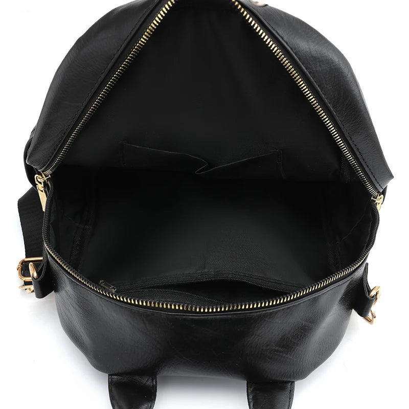 Women Soft Leather Backpack Solid Shoulder Bag High Travel Girl Schoolbag