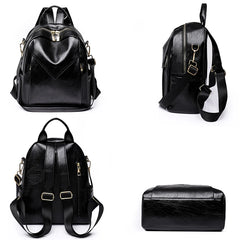 Women Soft Leather Backpack Solid Shoulder Bag High Travel Girl Schoolbag