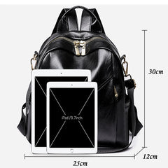 Women Soft Leather Backpack Solid Shoulder Bag High Travel Girl Schoolbag