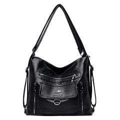 Soft Leather Handbag Large Capacity Multifunction Backpack