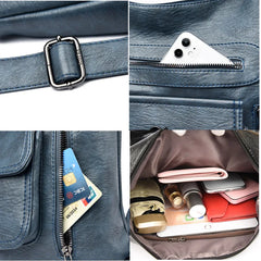 Soft Leather Handbag Large Capacity Multifunction Backpack
