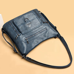Soft Leather Handbag Large Capacity Multifunction Backpack